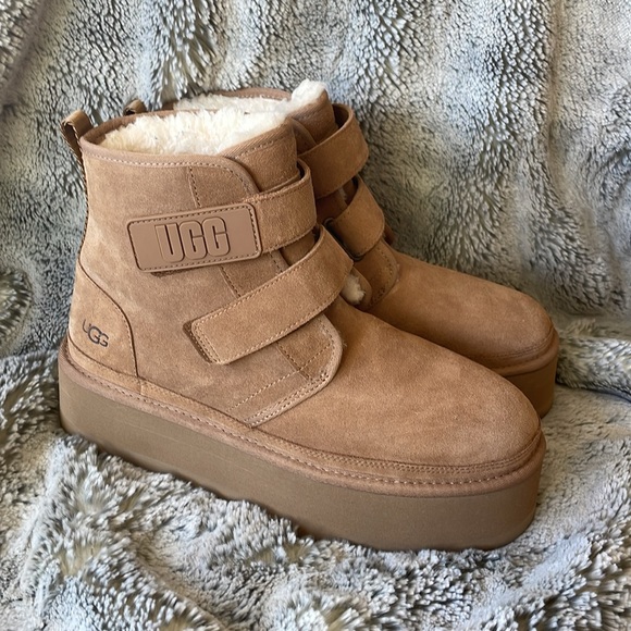 Womens UGG® Neumel Platform Bootie - Chestnut size 11 - Picture 8 of 15